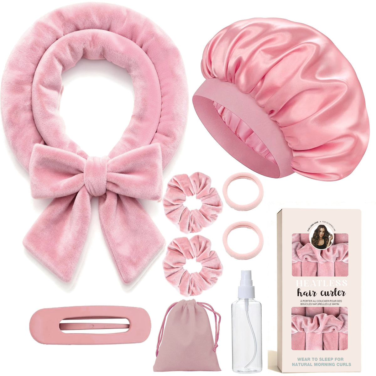 AuraSilk™ Heatless Hair Curling Set – Overnight No-Heat Curls