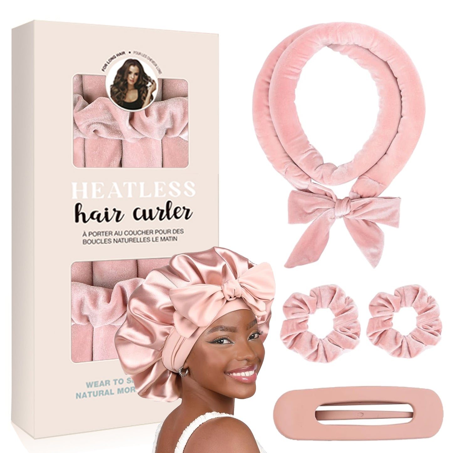 AuraSilk™ Heatless Hair Curling Set – Overnight No-Heat Curls