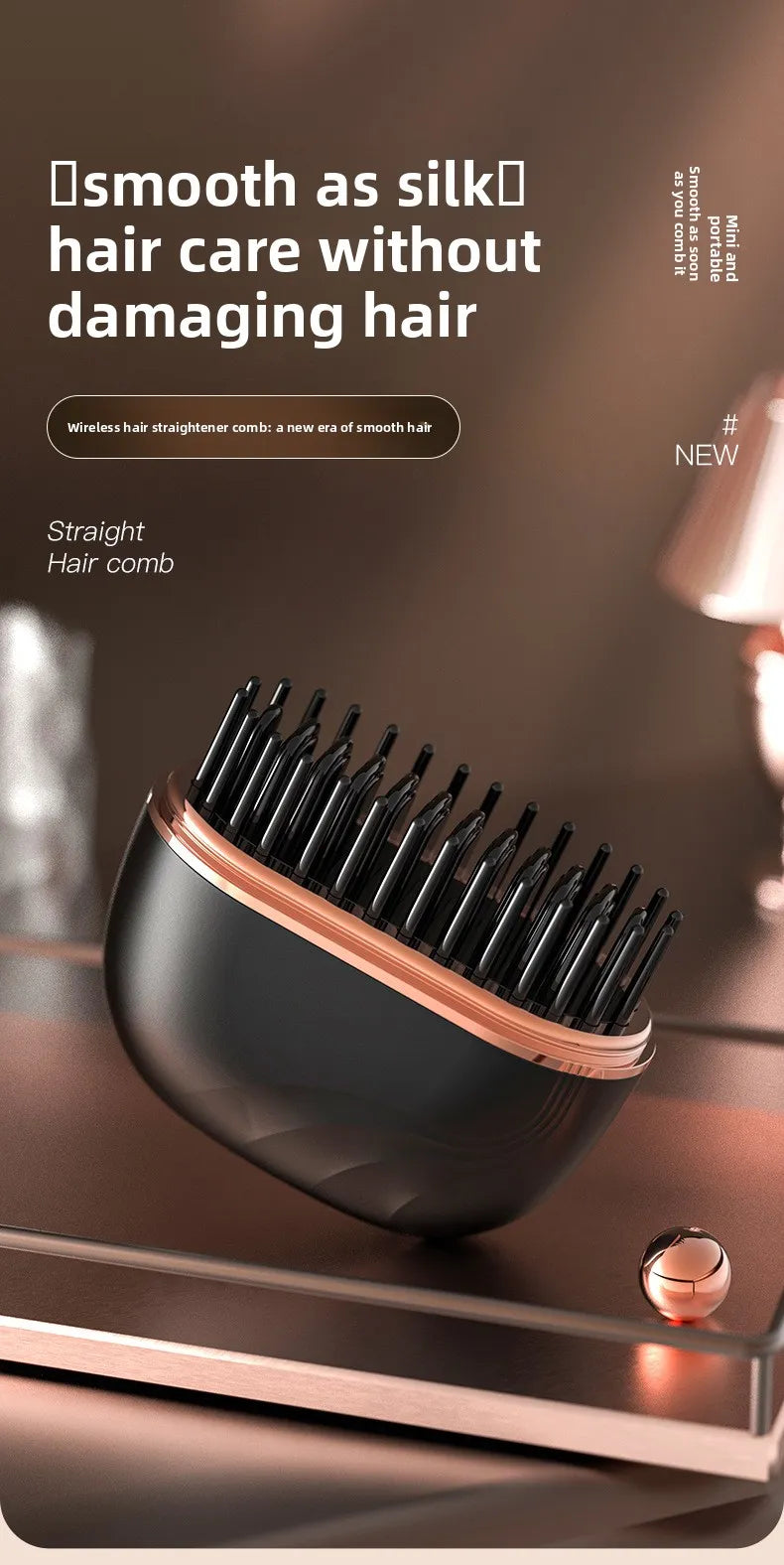 Aura Sleek™ Cordless Hair Straightener Brush | Smooth Frizz-Free Hair in Minutes