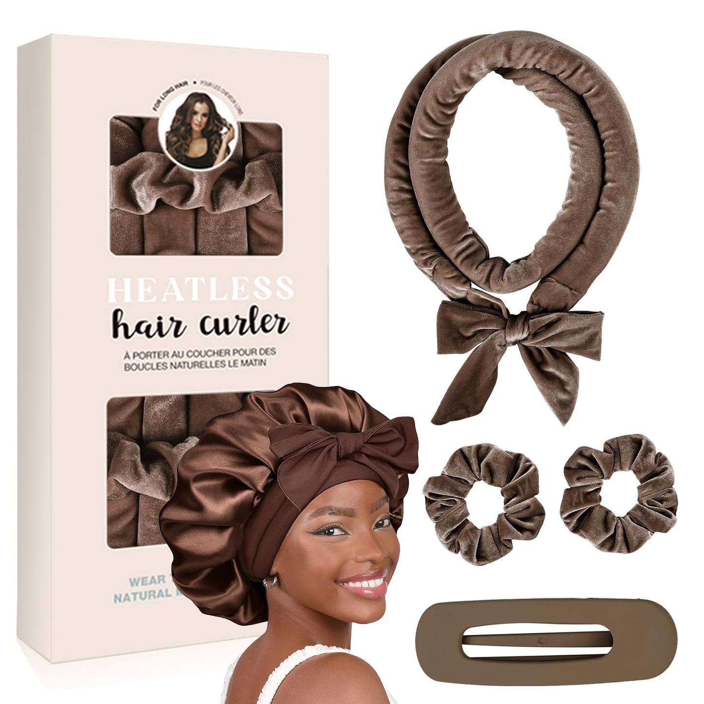 AuraSilk™ Heatless Hair Curling Set – Overnight No-Heat Curls