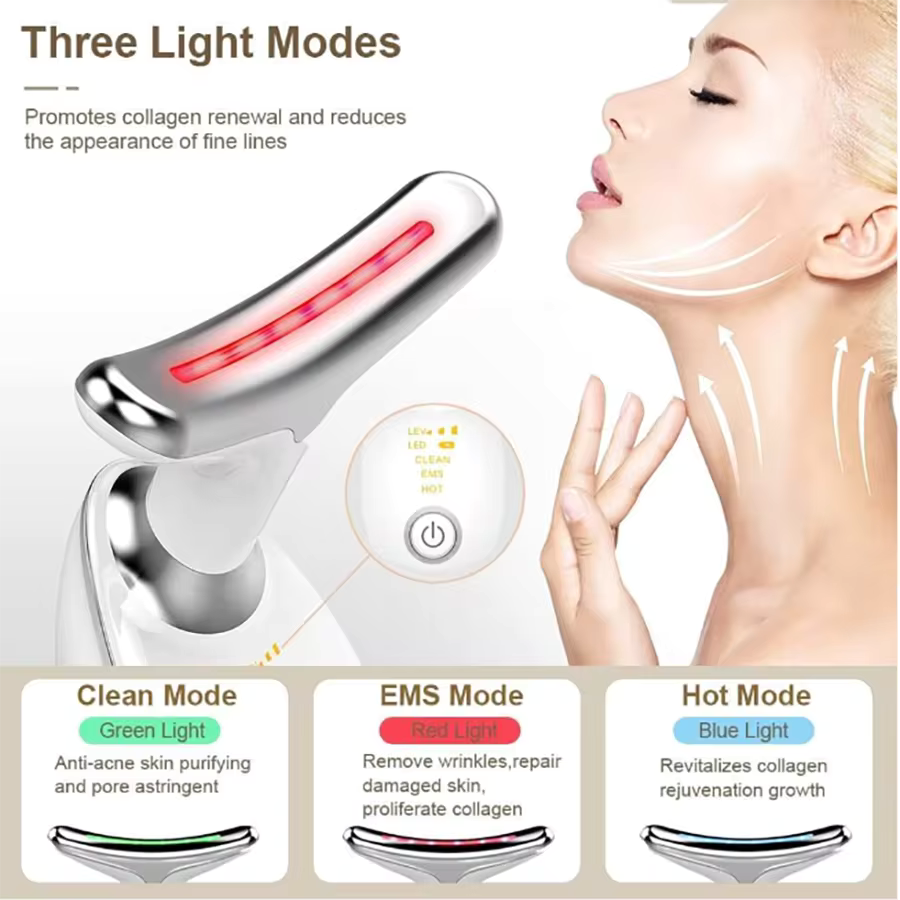 Aura Radiant Glow EMS Neck & Face Beauty Device – LED Skincare Tool