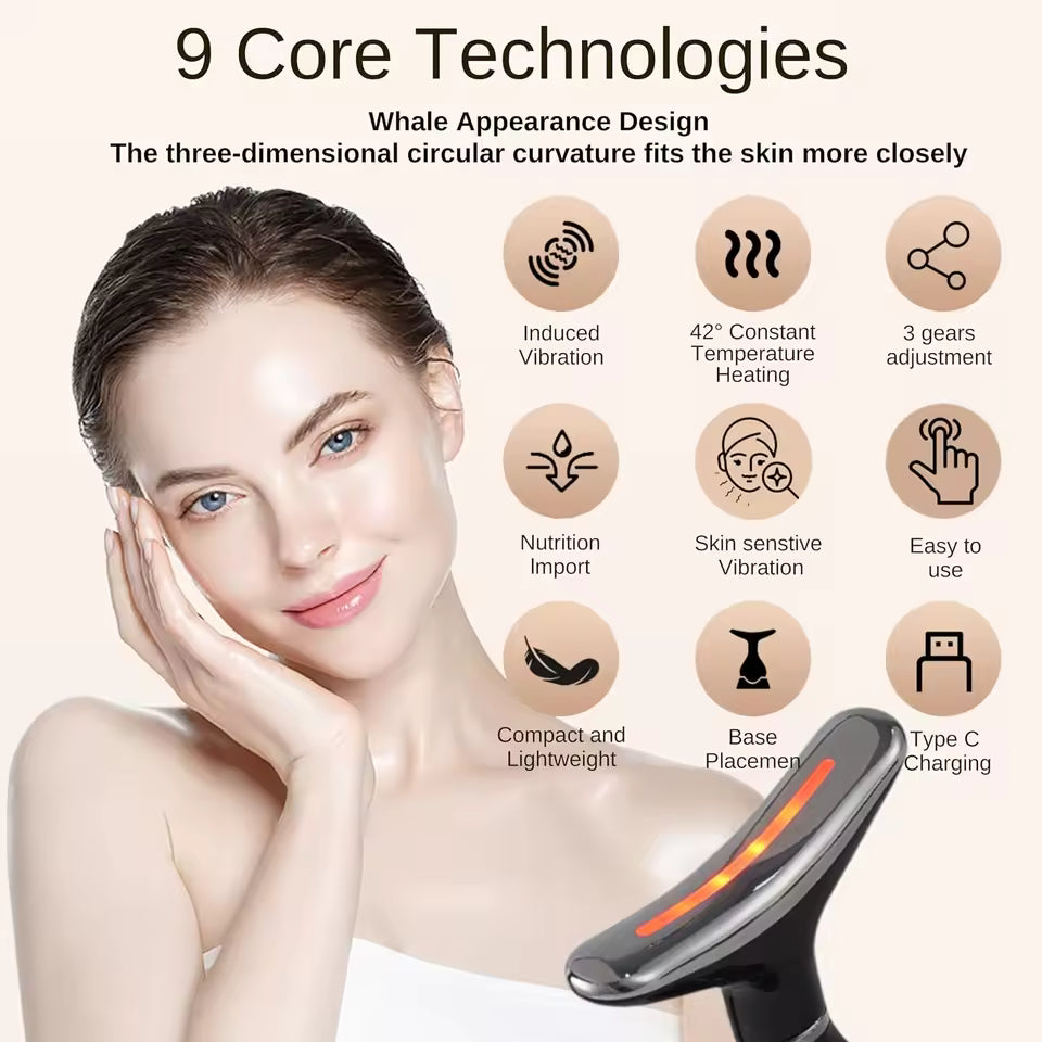 Aura Radiant Glow EMS Neck & Face Beauty Device – LED Skincare Tool