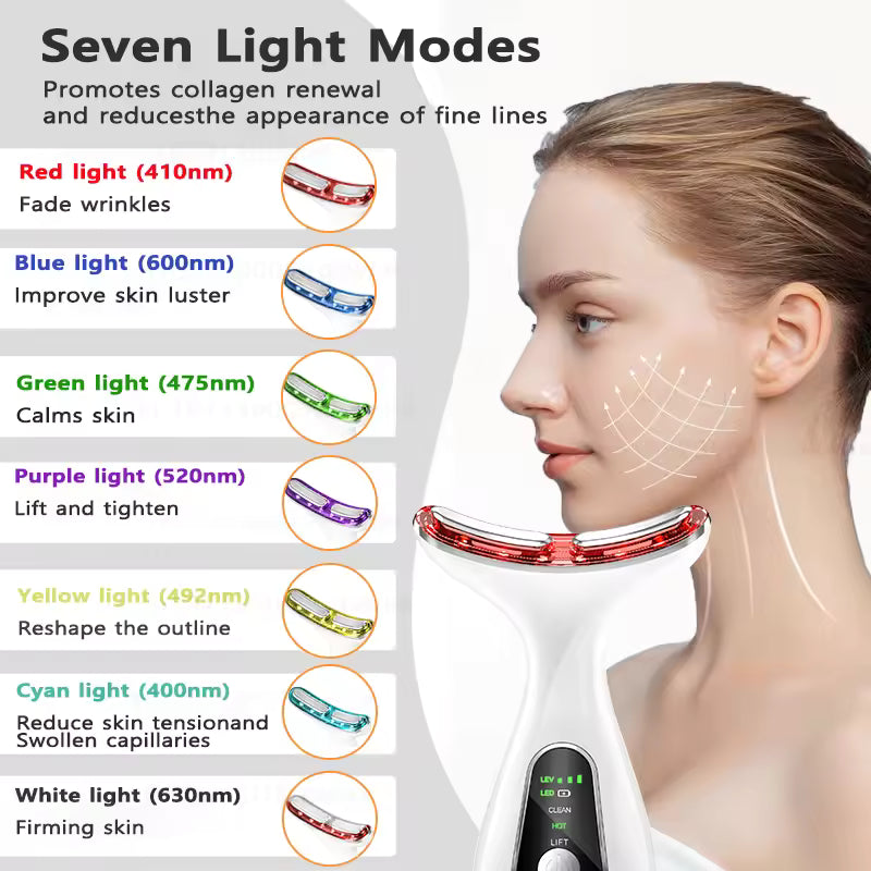 Aura Radiant Glow EMS Neck & Face Beauty Device – LED Skincare Tool
