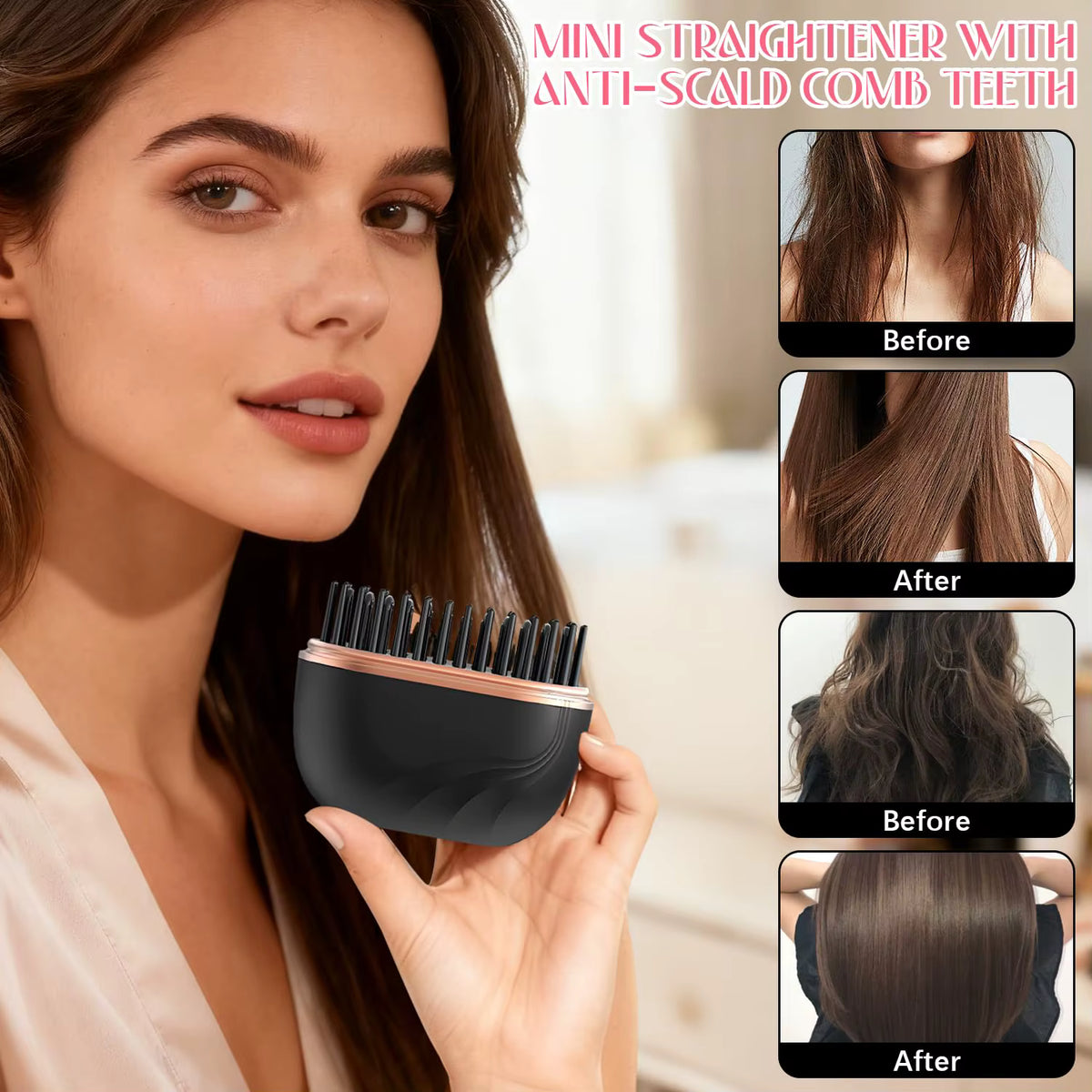 Aura Sleek™ Cordless Hair Straightener Brush | Smooth Frizz-Free Hair in Minutes