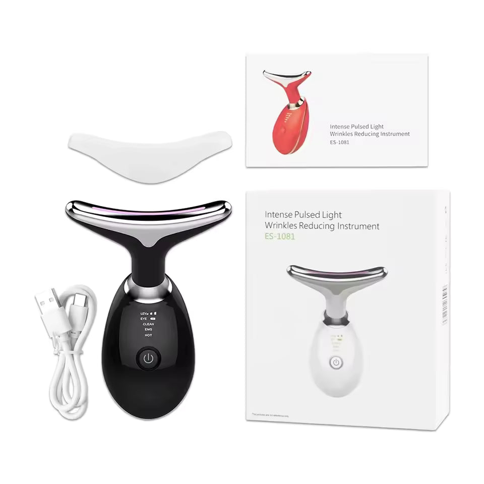Aura Radiant Glow EMS Neck & Face Beauty Device – LED Skincare Tool