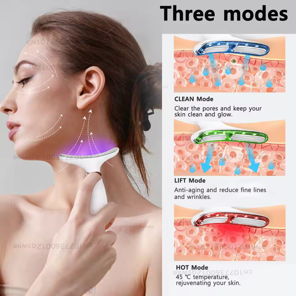 Aura Radiant Glow EMS Neck & Face Beauty Device – LED Skincare Tool