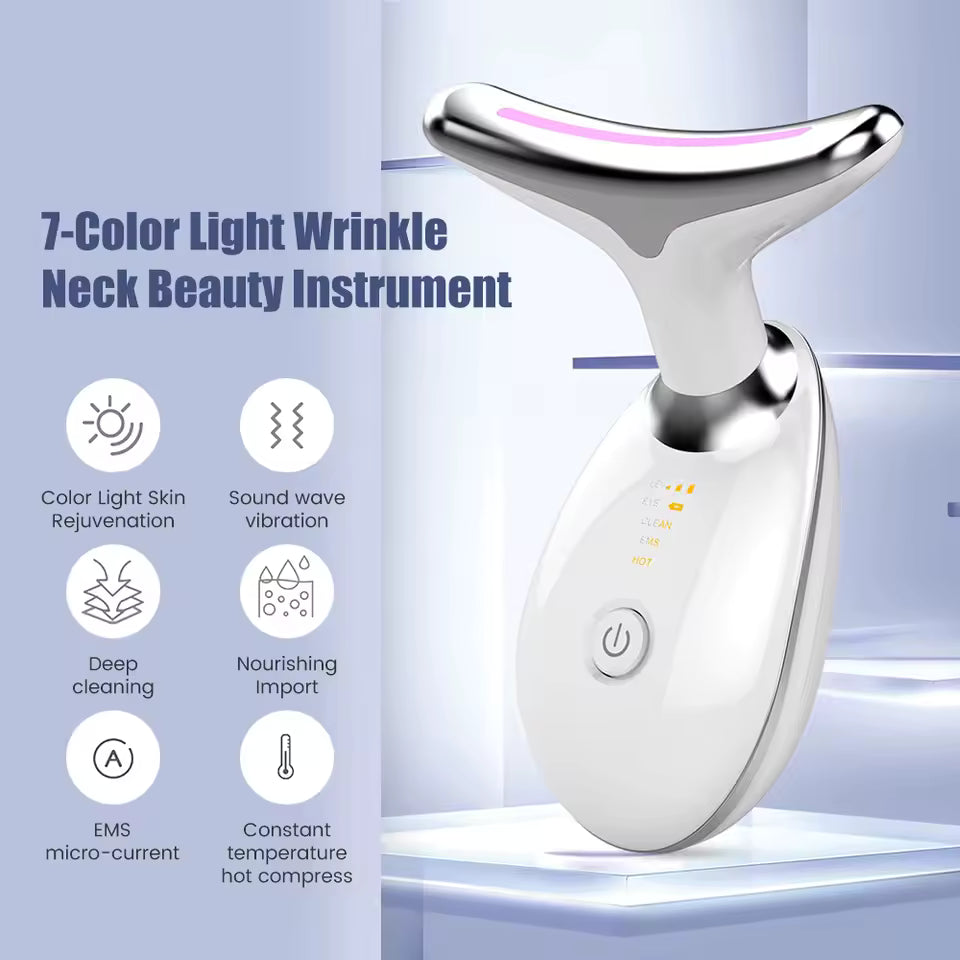 Aura Radiant Glow EMS Neck & Face Beauty Device – LED Skincare Tool
