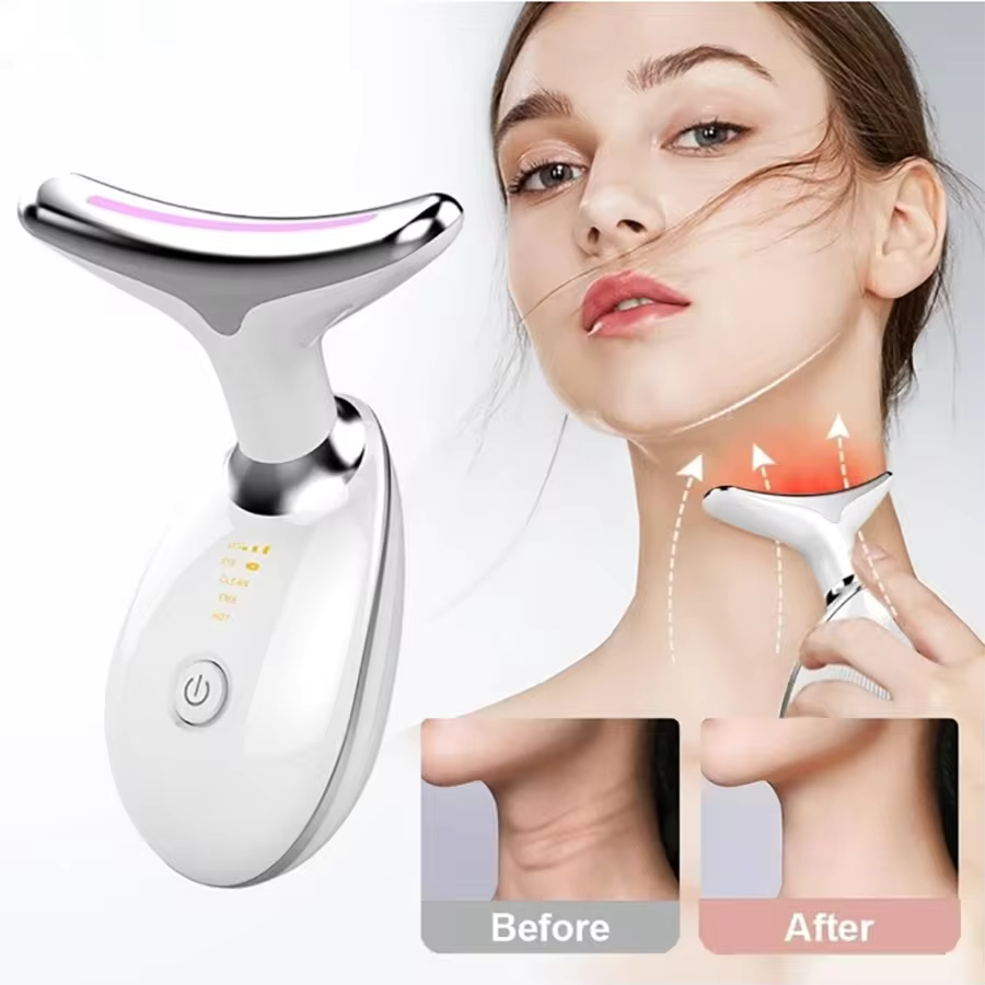 Aura Radiant Glow EMS Neck & Face Beauty Device – LED Skincare Tool