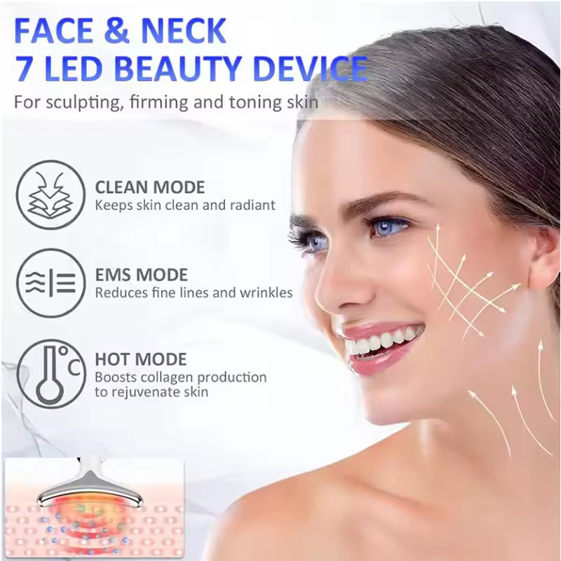 Aura Radiant Glow EMS Neck & Face Beauty Device – LED Skincare Tool