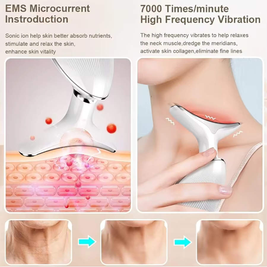 Aura Radiant Glow EMS Neck & Face Beauty Device – LED Skincare Tool