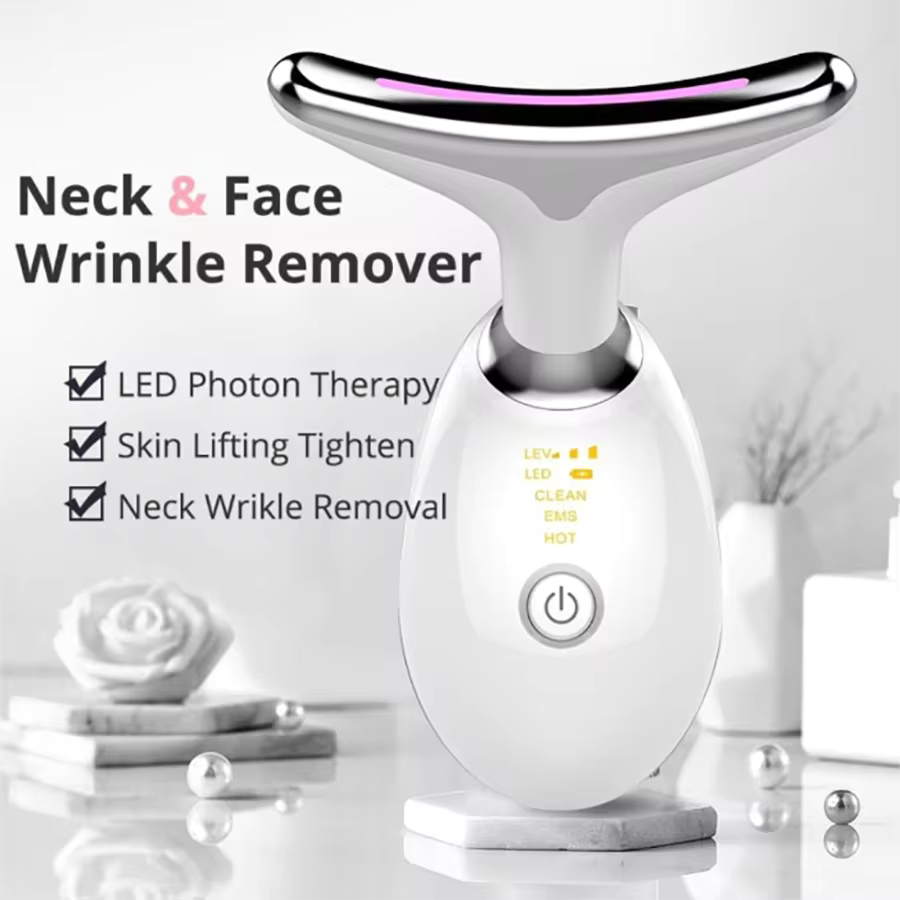 Aura Radiant Glow EMS Neck & Face Beauty Device – LED Skincare Tool