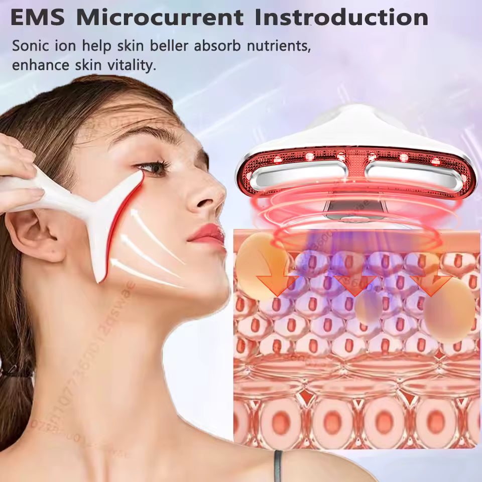 Aura Radiant Glow EMS Neck & Face Beauty Device – LED Skincare Tool