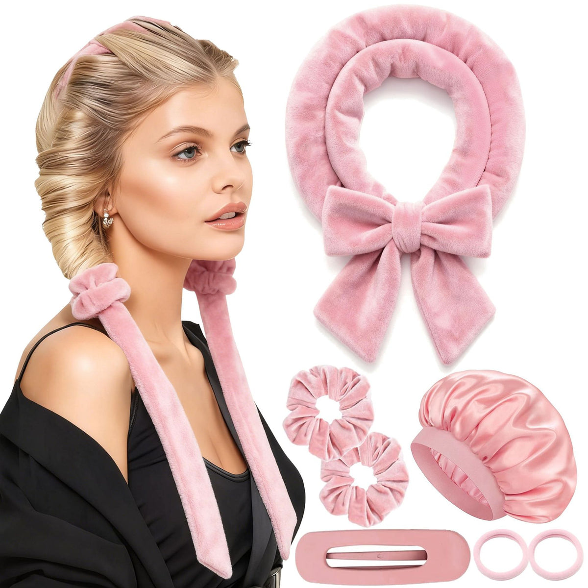 AuraSilk™ Heatless Hair Curling Set – Overnight No-Heat Curls