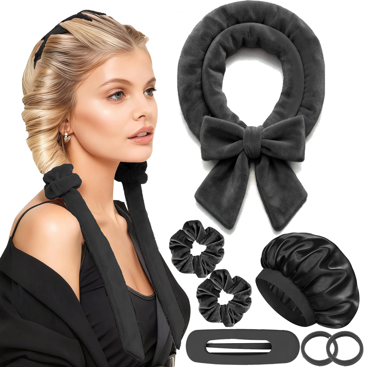 AuraSilk™ Heatless Hair Curling Set – Overnight No-Heat Curls